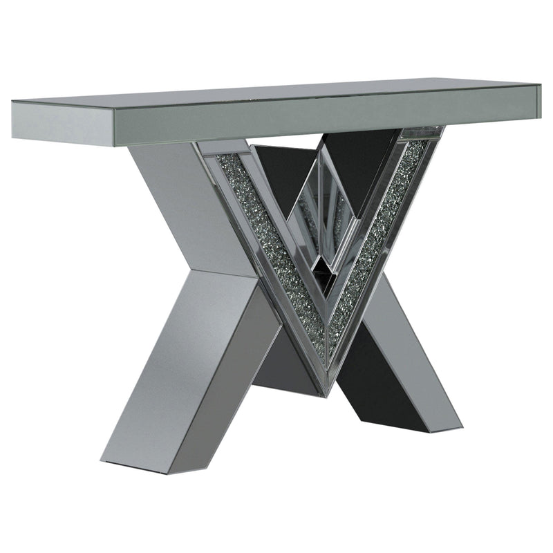 Taffeta V-shaped Mirrored Entryway Console Table