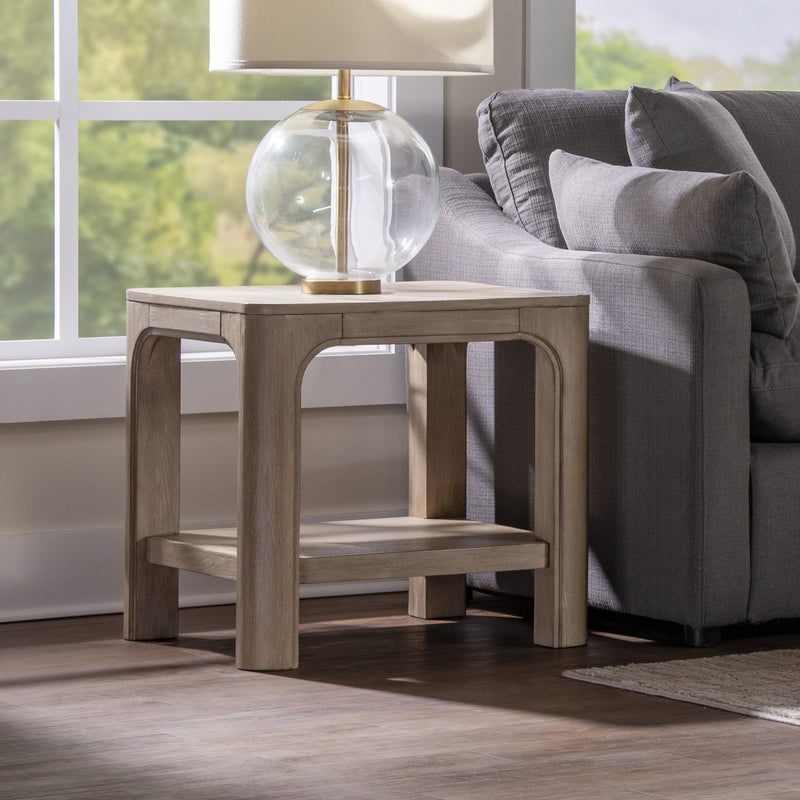 Solano Square Wood Side End Table with Shelf
