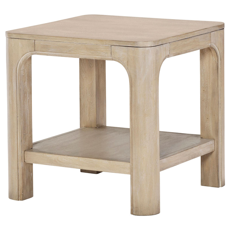 Solano Square Wood Side End Table with Shelf