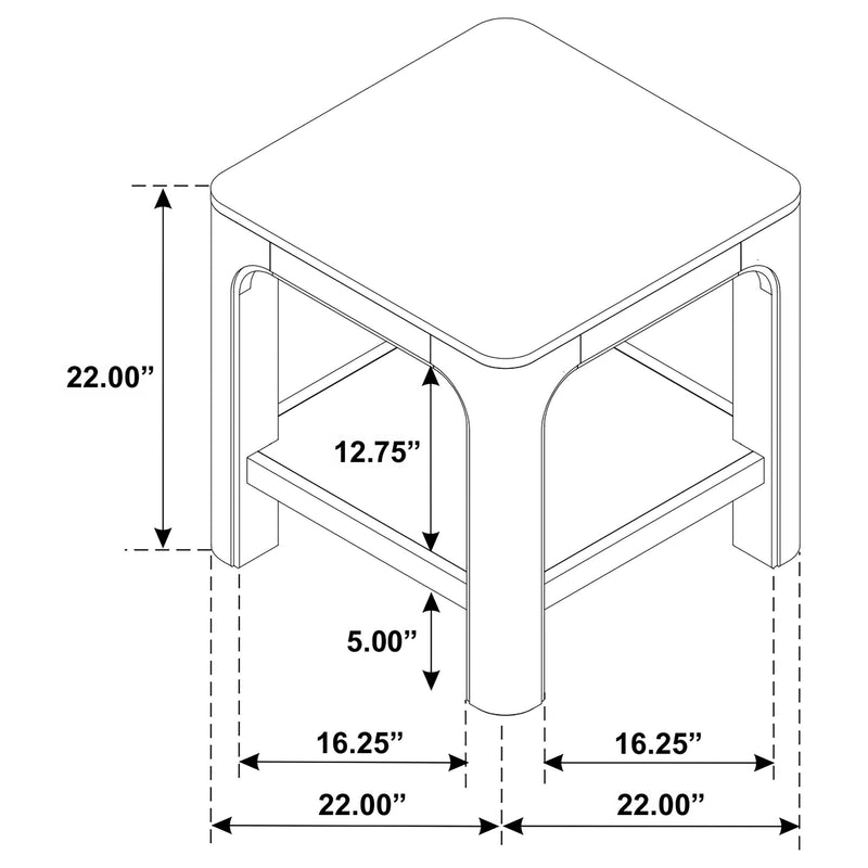 Solano Square Wood Side End Table with Shelf