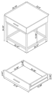 Byers 1-drawer Square Engineered Wood End Table Brown Oak - detail 3