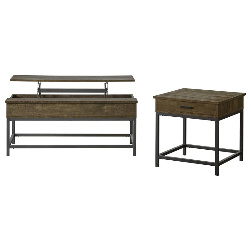 Byers 2-piece Lift Top Coffee and End Table Set Brown Oak - alternate view