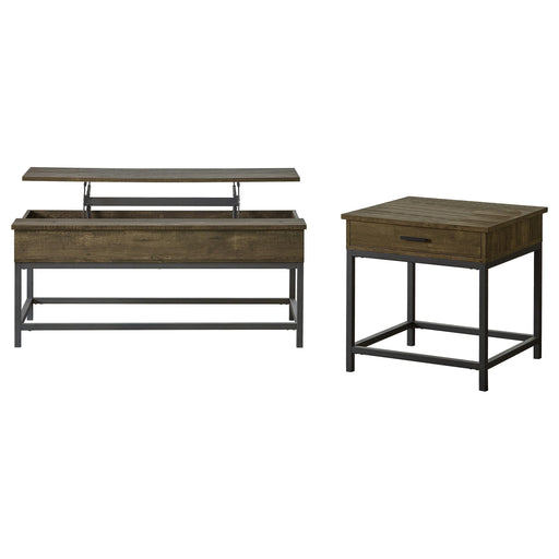 Byers 2-piece Lift Top Coffee and End Table Set Brown Oak - alternate view