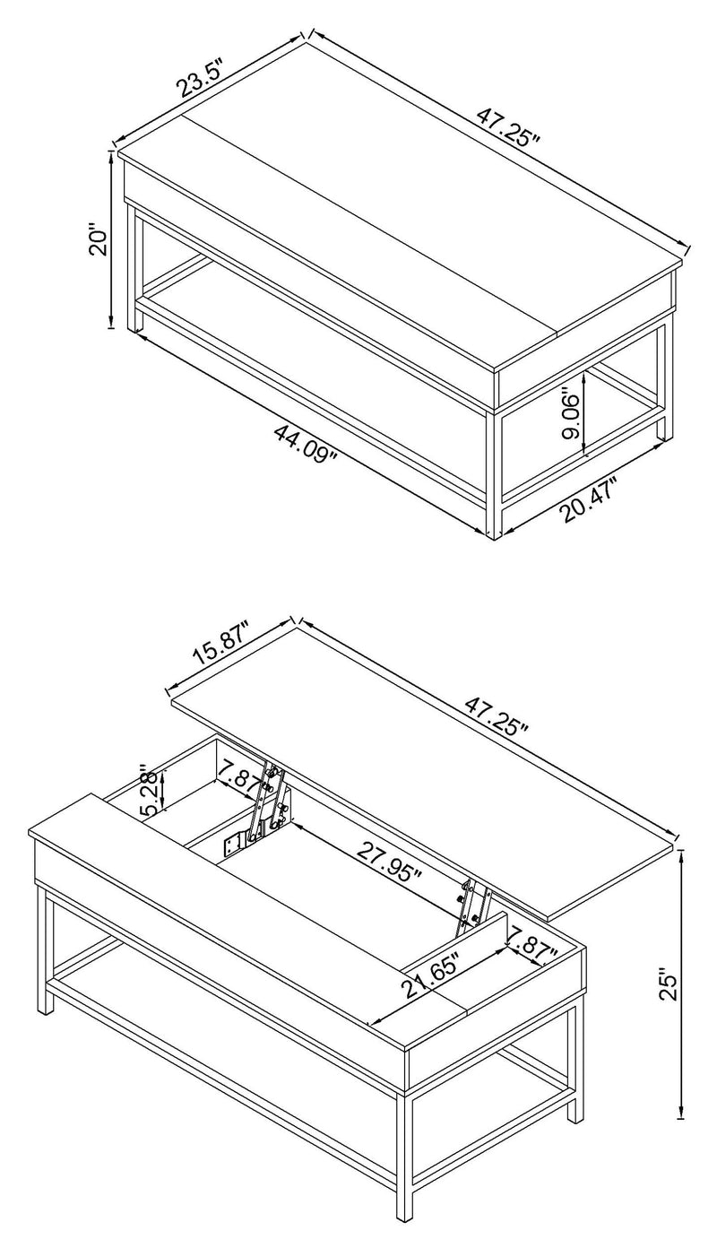 Byers Engineered Wood Lift Top Coffee Table Brown Oak - detail 3