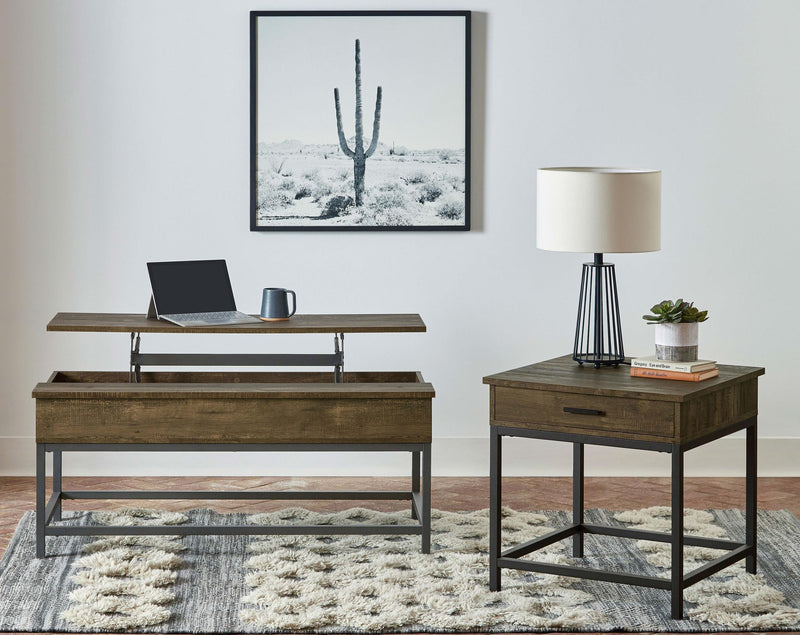Byers Engineered Wood Lift Top Coffee Table Brown Oak - detail 4