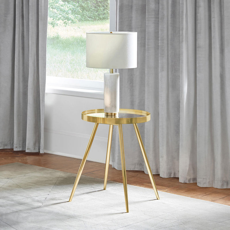 Kaelyn Round Mirror Top End Side Table