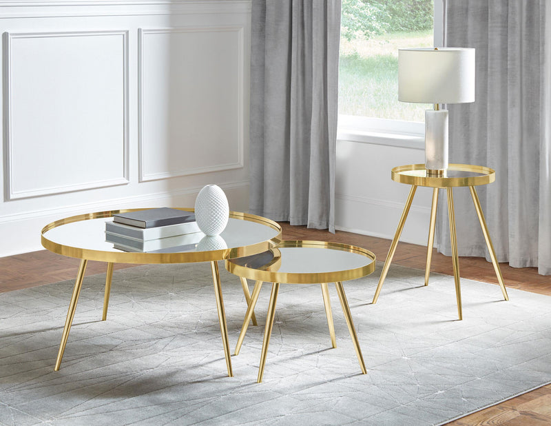 Kaelyn Round Mirror Top End Side Table