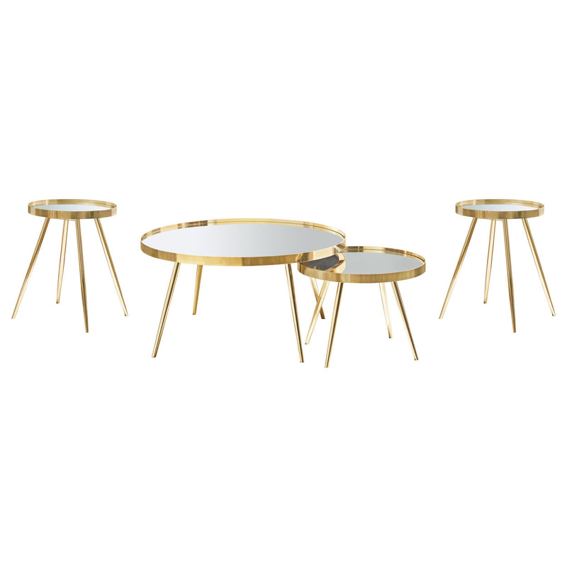 Kaelyn 4-piece Round Coffee and End Table Set Gold - alternate view