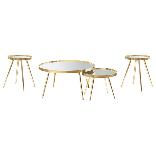 Kaelyn 4-piece Round Coffee and End Table Set Gold - alternate view