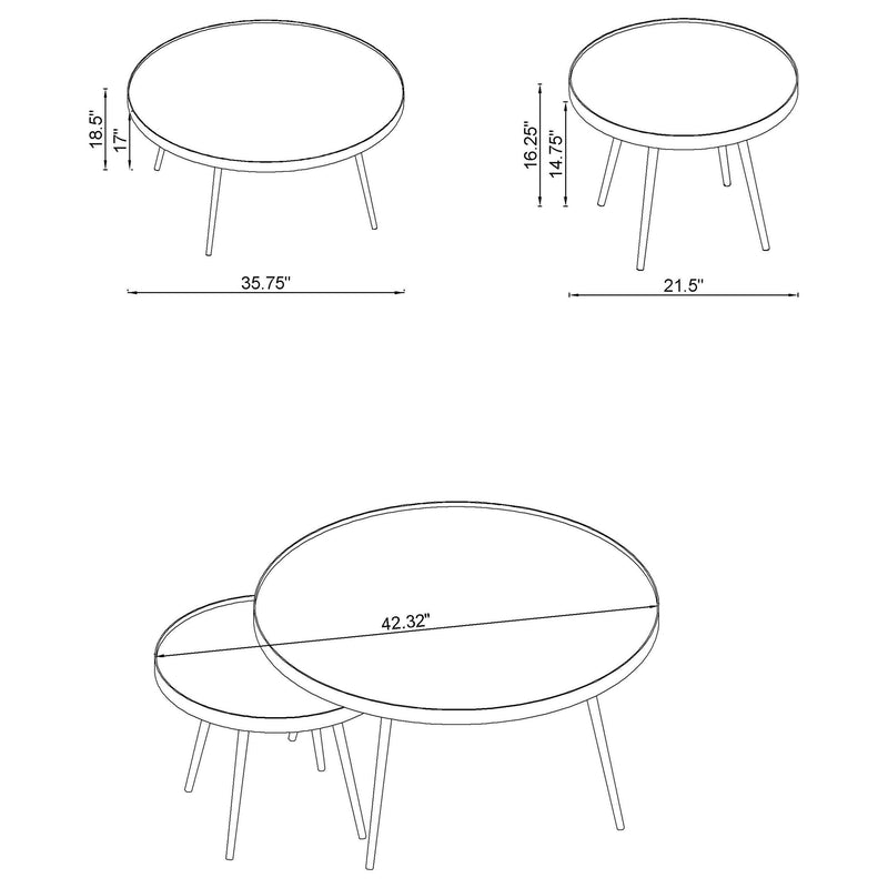 Kaelyn 4-piece Round Coffee and End Table Set Gold - detail 6