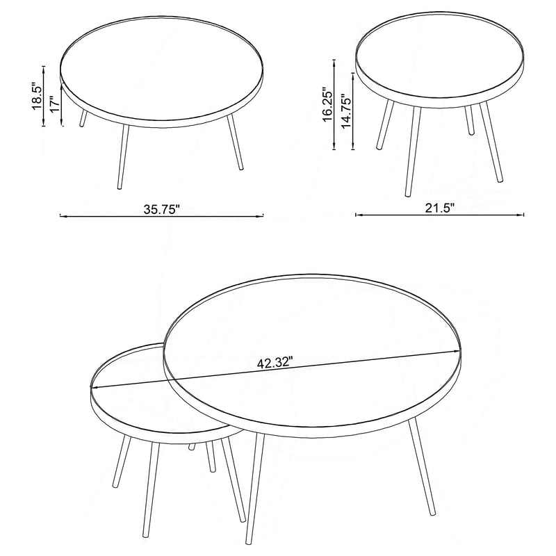 Kaelyn 2-piece Round Mirror Top Nesting Coffee Table