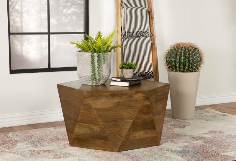 Zalika Hexagonal Solid Mango Wood Coffee Table