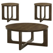 Kessler 3-piece Round Sculptural Wood Coffee Table Set Brown - alternate view