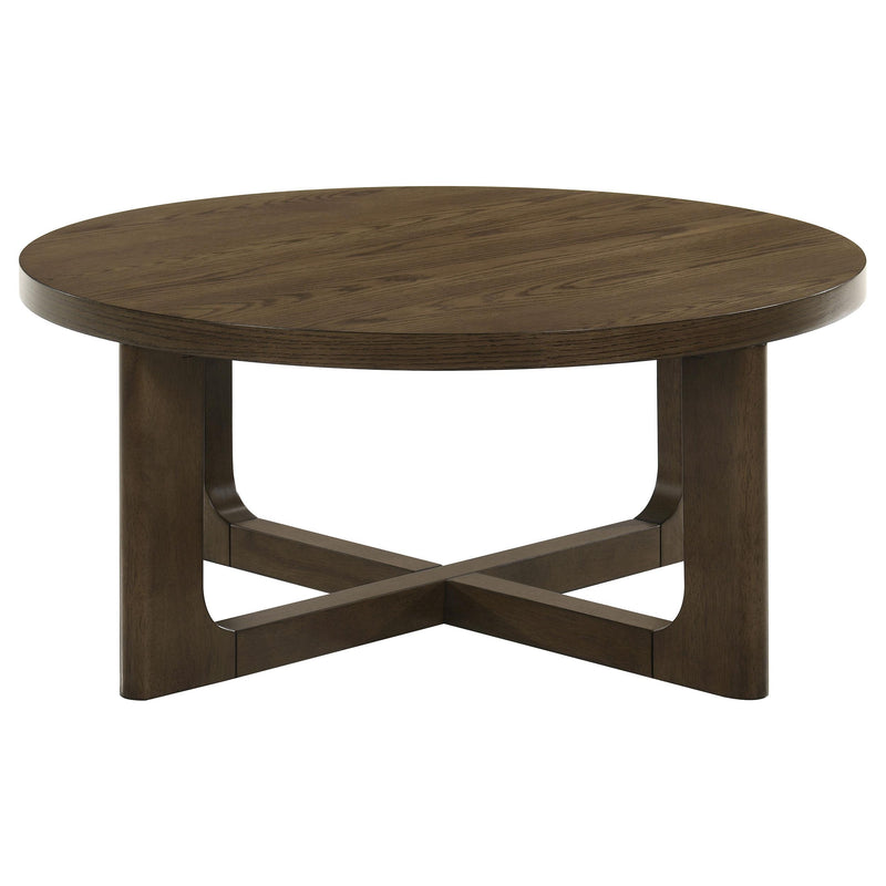Kessler Round Sculptural Wood Coffee Table Brown - detail 4