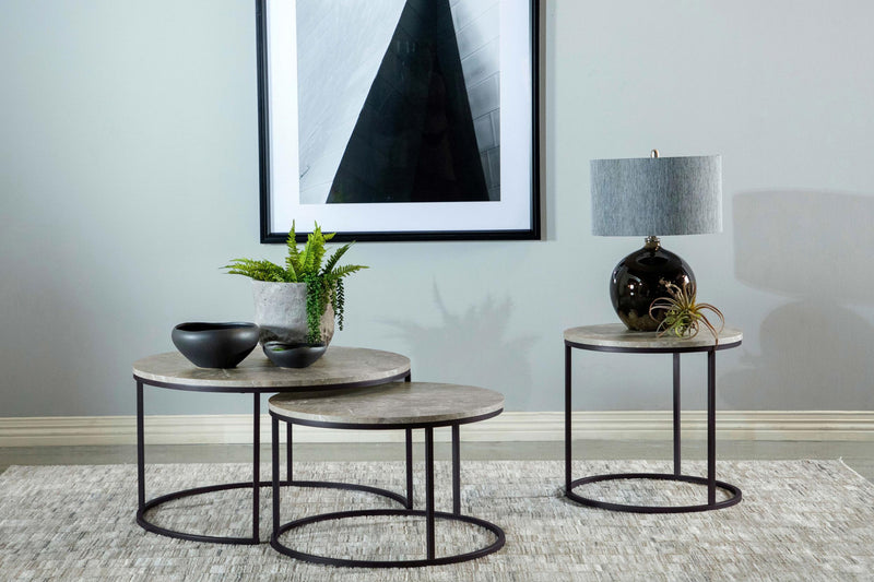 Lainey Round Faux Marble Side End Table