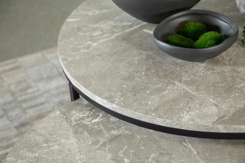 Lainey 2-piece Round Faux Marble Nesting Coffee Table