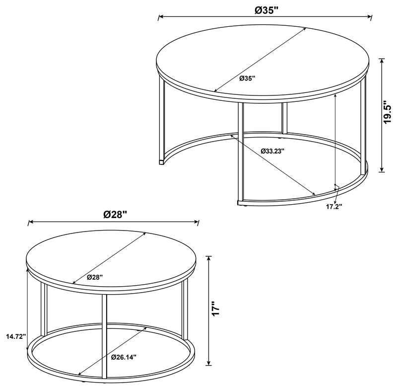 Lainey 2-piece Round Faux Marble Nesting Coffee Table