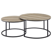 Lainey 2-piece Round Nesting Coffee Table Distressed Pine - detail 5