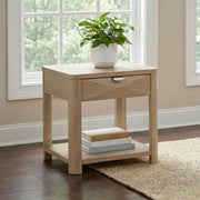 Marcelo Wood End Table with Drawer and Shelf Light Elm