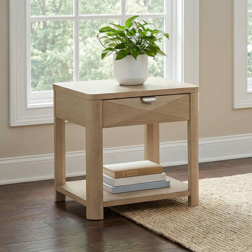 Marcelo Wood End Table with Drawer and Shelf Light Elm