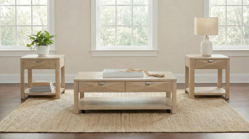 Marcelo 3-piece Coffee Table Set with Storage Light Elm