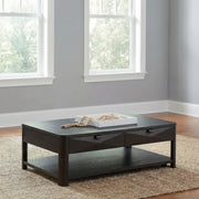 Marcelo Wood Coffee Table with 2 Drawers and Shelf Coffee