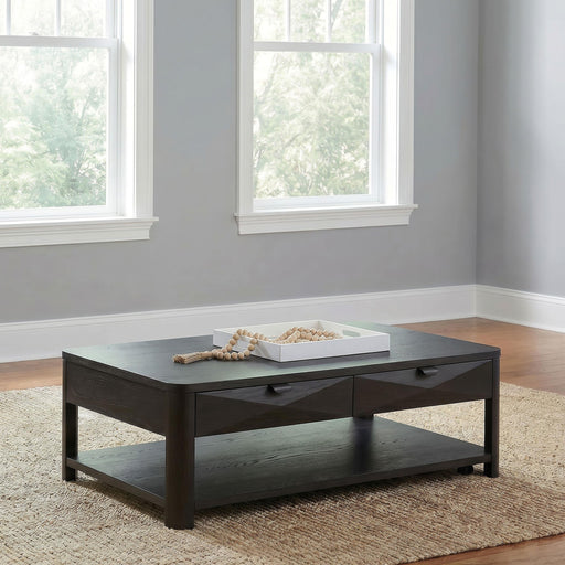 Marcelo Wood Coffee Table with 2 Drawers and Shelf Coffee