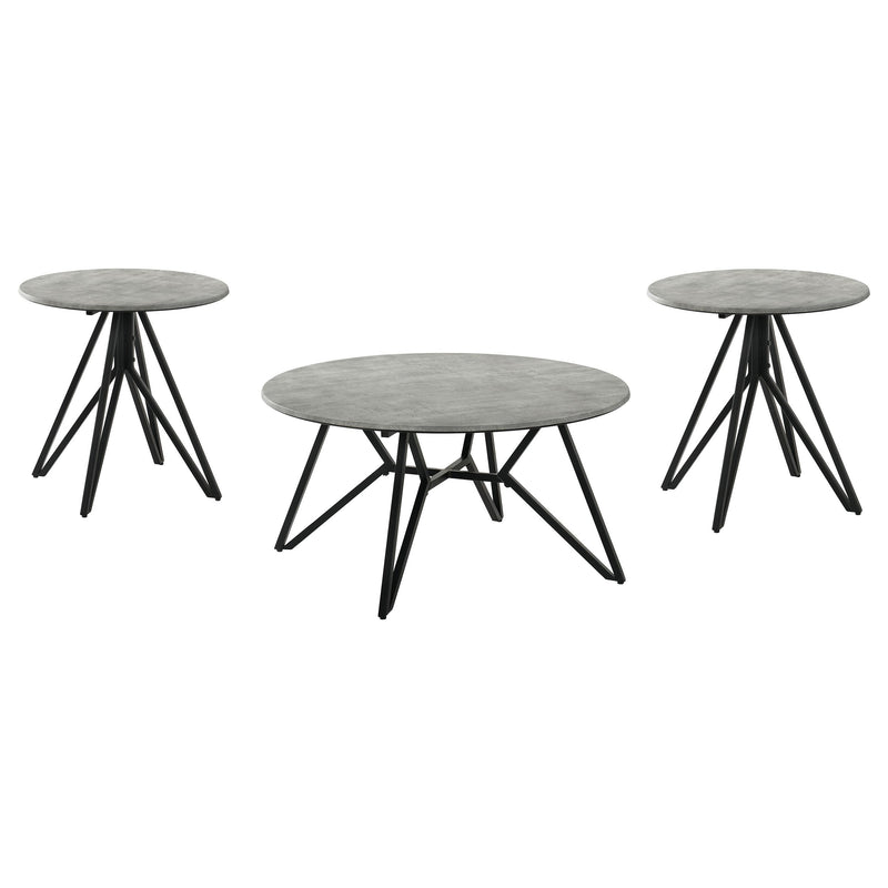 Hadi 3-piece Round SmartTop Coffee and End Table Set Cement - alternate view