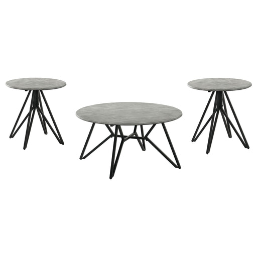 Hadi 3-piece Round SmartTop Coffee and End Table Set Cement - alternate view