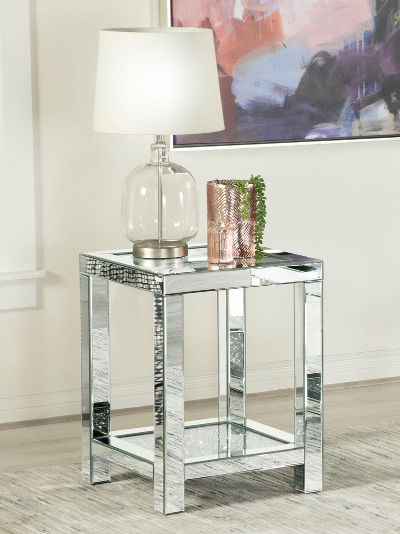 Valentina 1-shelf Square Glass Top Side End Table