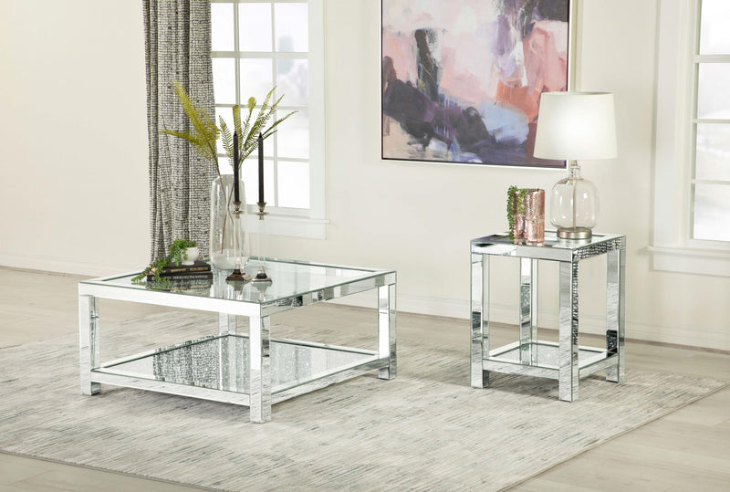 Valentina 1-shelf Square Glass Top Side End Table