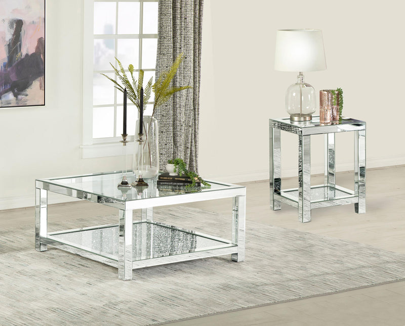 Valentina 2-piece Mirrored Coffee and End Table Set