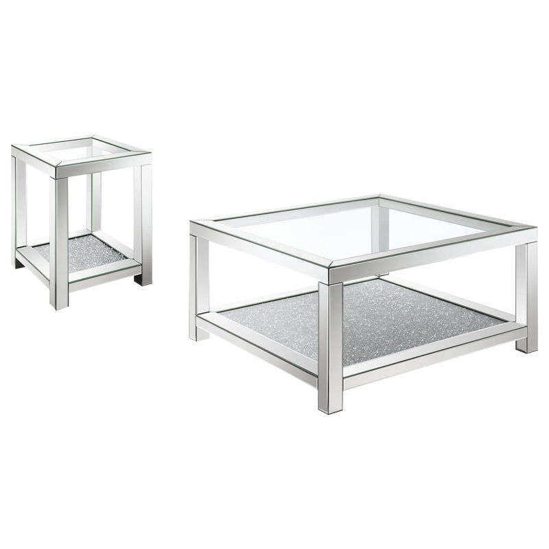 Valentina 2-piece Mirrored Coffee and End Table Set