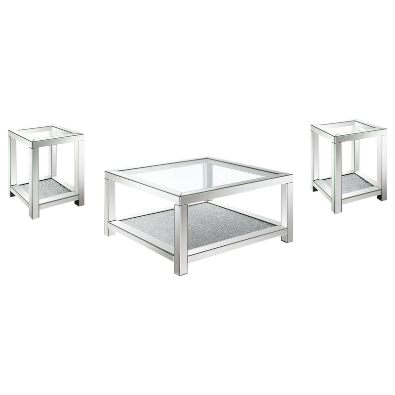 Valentina 3-piece Mirrored Coffee and End Table Set