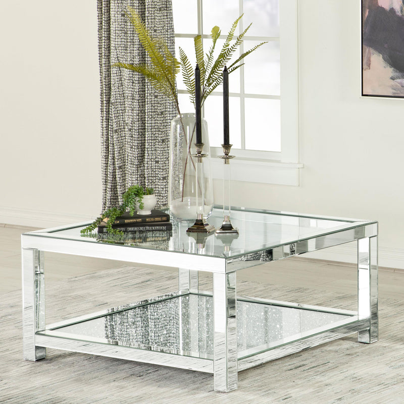 Valentina 1-shelf Square Glass Top Coffee Table