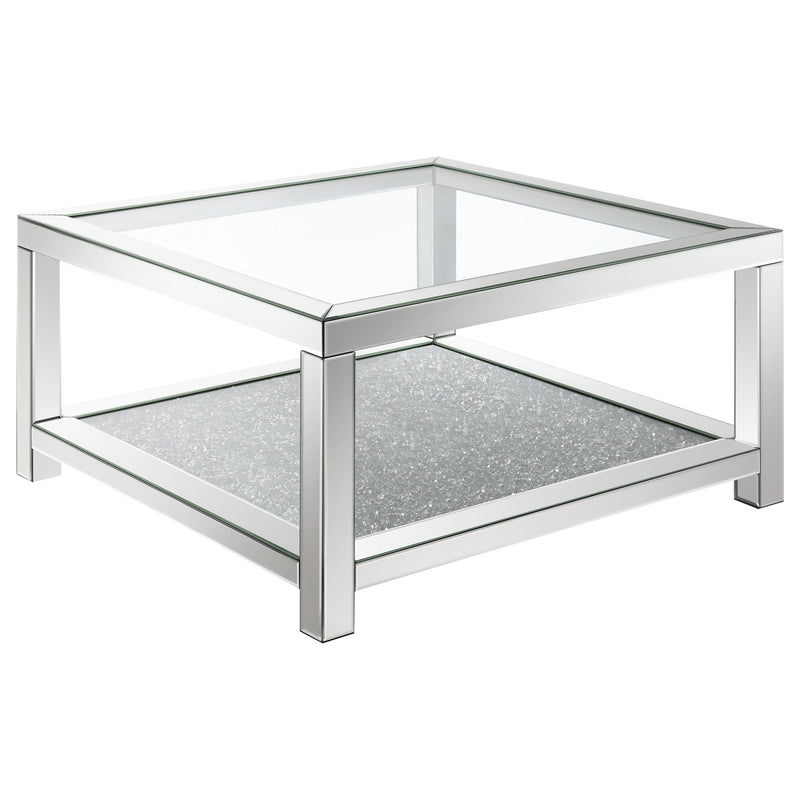 Valentina 1-shelf Square Glass Top Coffee Table