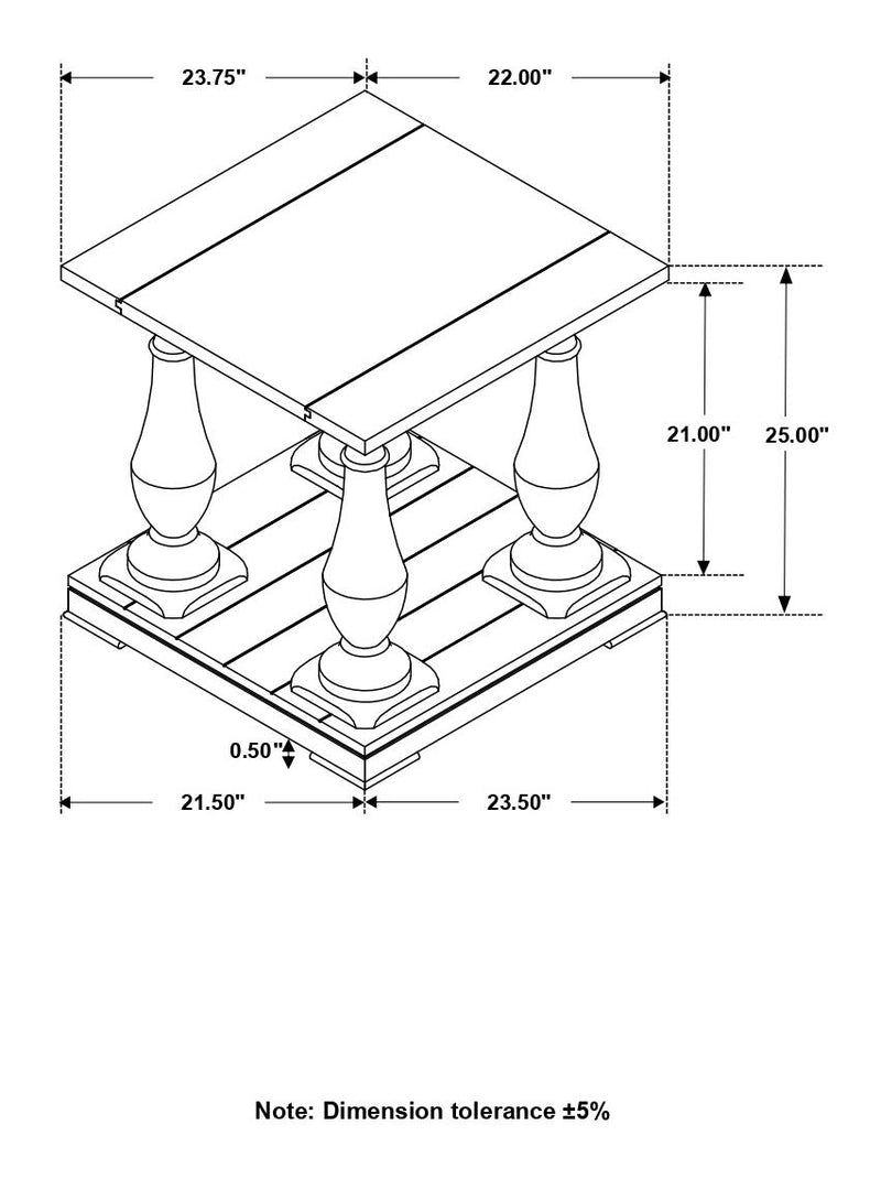 Walden Rectangular Wood Side End Table Coffee