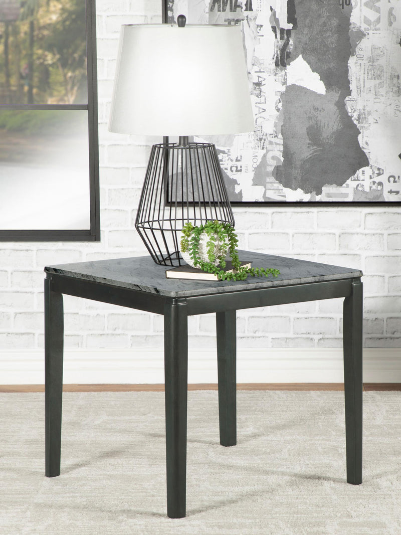Mozzi Square Faux Marble Side End Table Grey and