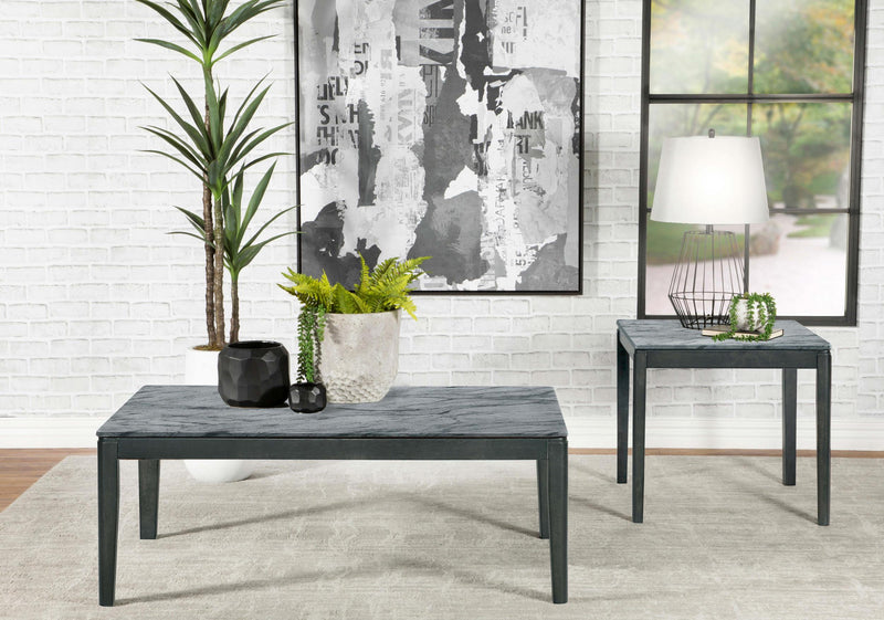 Mozzi Square Faux Marble Side End Table Grey and