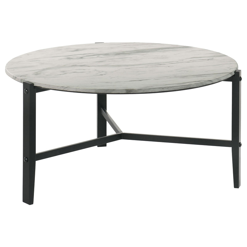 Tandi Round Faux Marble Coffee Table White and