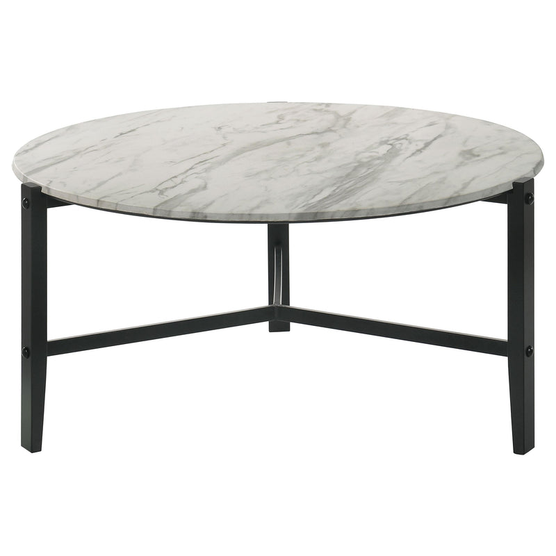 Tandi Round Faux Marble Coffee Table White and