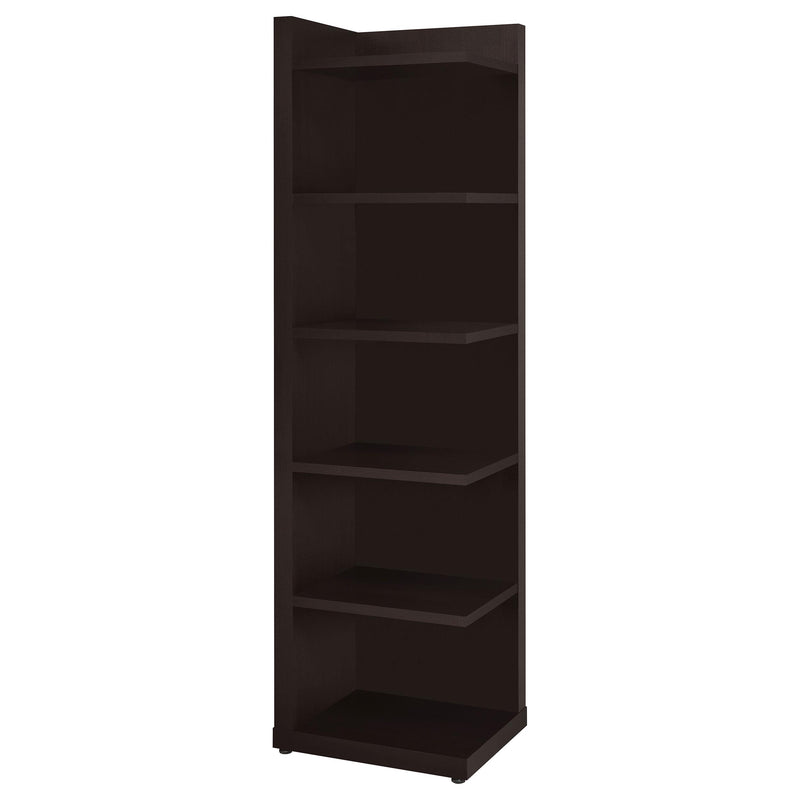 Alder 71-inch 6-shelf Corner Bookcase Cappuccino - alternate view