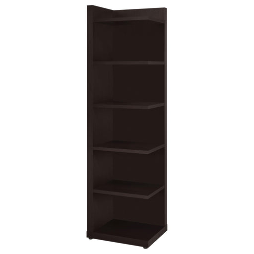 Alder 71-inch 6-shelf Corner Bookcase Cappuccino - alternate view