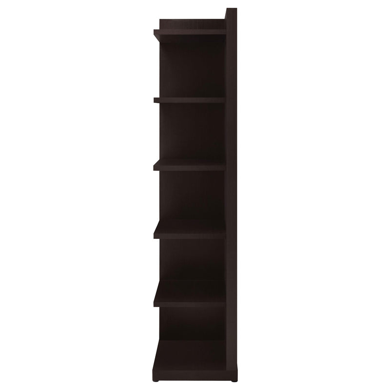 Alder 71-inch 6-shelf Corner Bookcase Cappuccino - detail 6