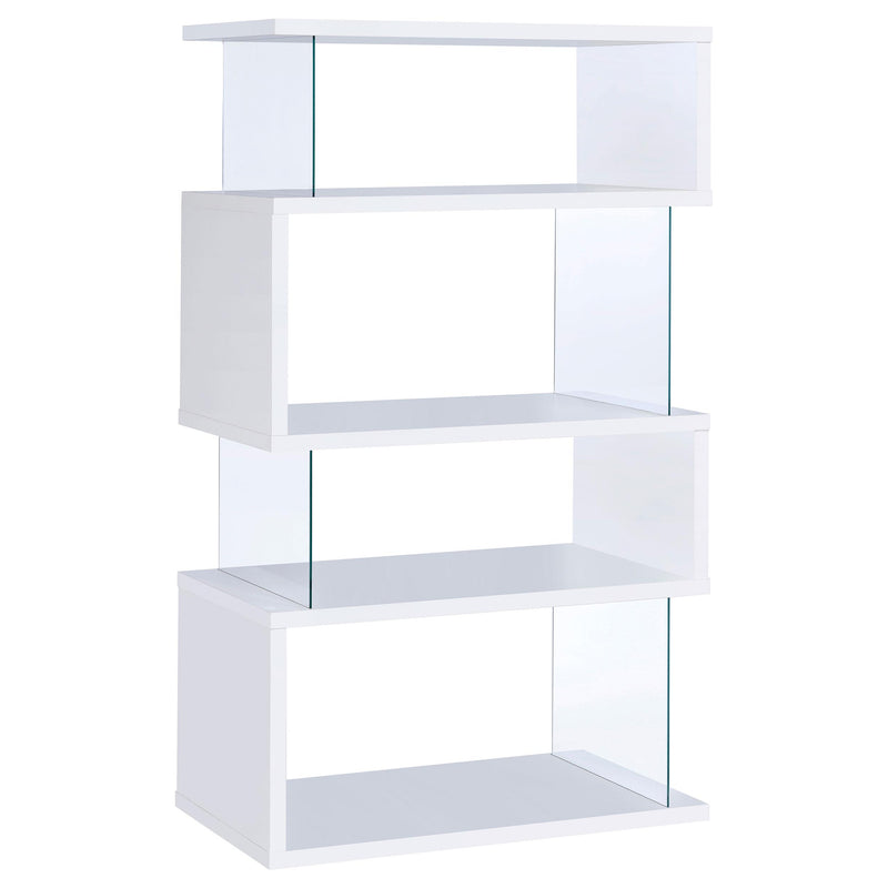 Emelle 63-inch 4-shelf Glass Panel Bookshelf White - alternate view