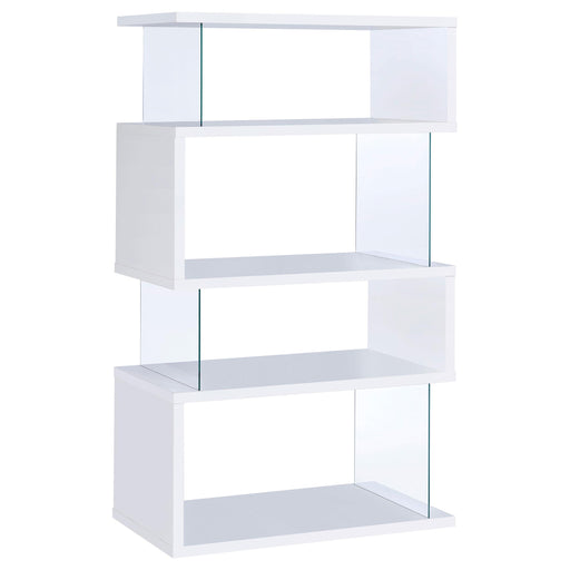 Emelle 63-inch 4-shelf Glass Panel Bookshelf White - alternate view