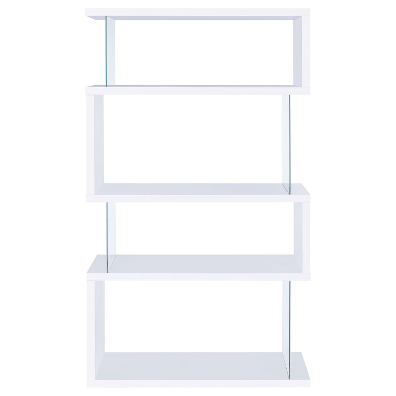 Emelle 63-inch 4-shelf Glass Panel Bookshelf White - detail 3