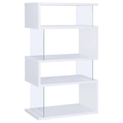 Emelle 63-inch 4-shelf Glass Panel Bookshelf White - detail 5