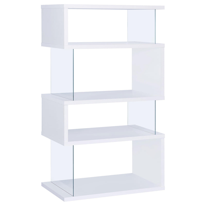 Emelle 63-inch 4-shelf Glass Panel Bookshelf White - detail 5