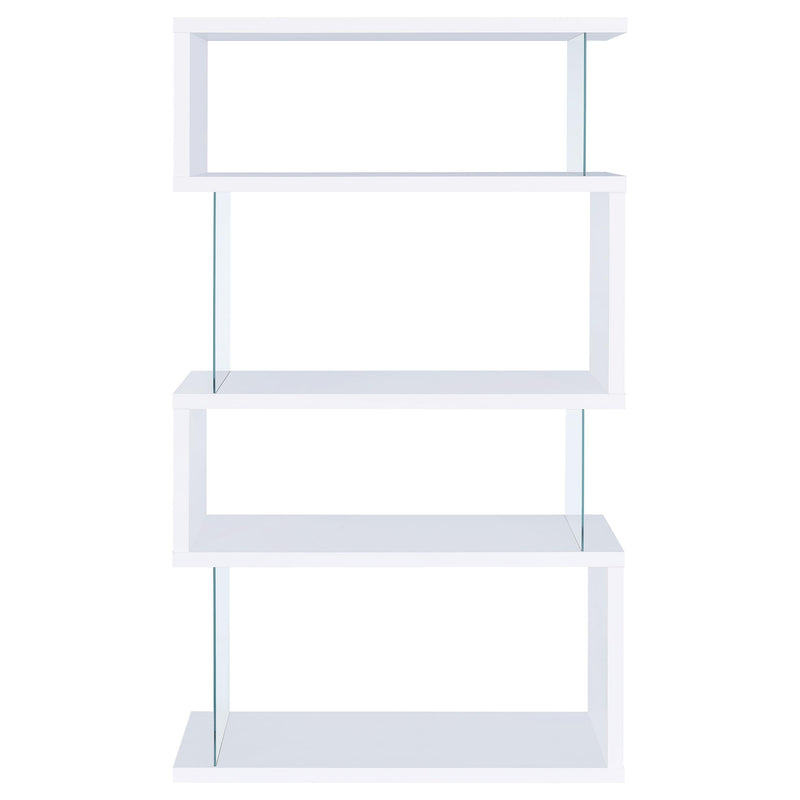Emelle 63-inch 4-shelf Glass Panel Bookshelf White - detail 6